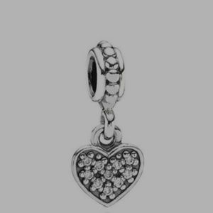 Authentic Pandora CZ Pave Heart Dangling Pendent